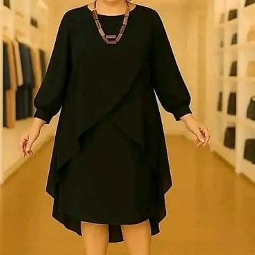 mona svecane haljine: Ženska elegantna tunika/haljina sa preklopom - Kroj: komotna A-linija — 3