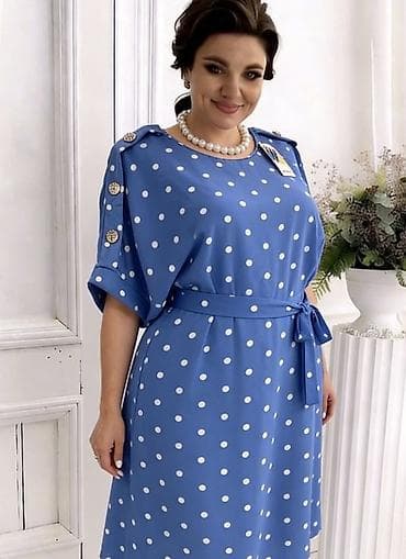 mana haljine: Haljina na tufne sa pojasom ( odgovara od 2xl so 4xl) - Model: ravni — 2