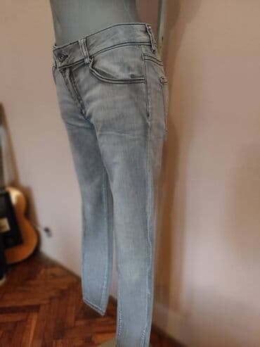 pantalone sa resama: SIVE FARMERKE Uske tegljive farmerke sive boje, na fazon ispranih — 4