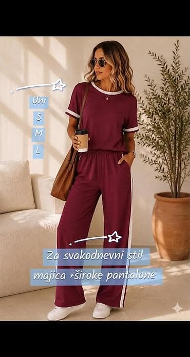 habibi u prirodi: Damski komplet za svakodnevni stil – majica + široke pantalone — 7