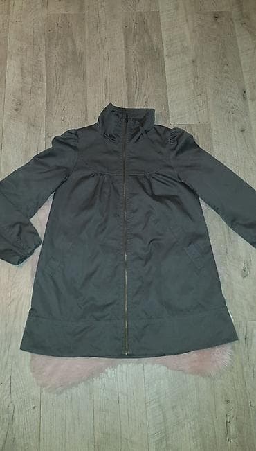 Ženska jakna/kaput H&M, tamno sive boje, dužine do sredine butina