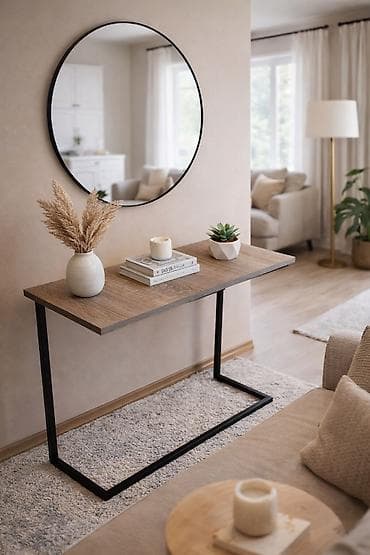 Konzolni sto LINE 80 - Sto sa pravougaonom pločom od drveta u svetlo