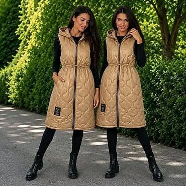 ps kape zenske: Duga ženska prošivena prsluk-haljina sa kapuljačom - Model: dugi — 5