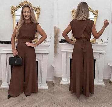 kompleti zenski: Elegantni ženski kombinezon sa širokim nogavicama - Kroj: bez rukava — 3