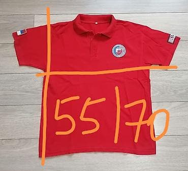 shein srbija: Crvena polo majica sa kratkim rukavima i kragnom na tri dugmeta. Na — 5