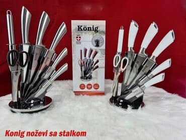 set noževa sa stalkom: Konig noževi u stalku Cena 3400 dinara+Ptt 360 dinara. Set ekstra — 1