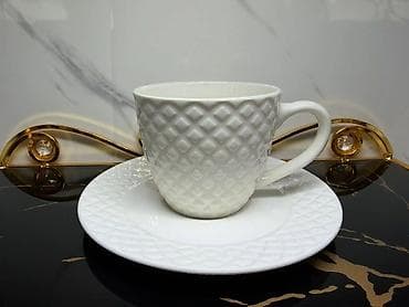 Home Decor: Porcelanske šolje sa tacnom – set pojedinačnih šolja u više reljefnih — 3