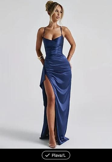 Elegantna svečana haljina – plava, veličina L NOVOOO - Duga satenska