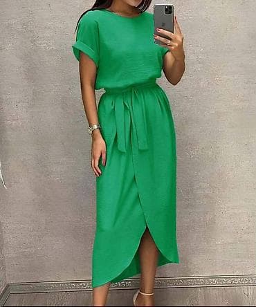 ugg crne kratke: Ženska midi haljina sa pojasom – više boja - Kroj: ravna silueta sa — 5