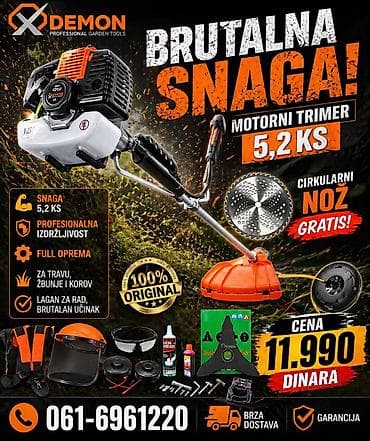 Motorni trimer DEMON – 5,2 KS - Snažan benzinski trimer za košenje