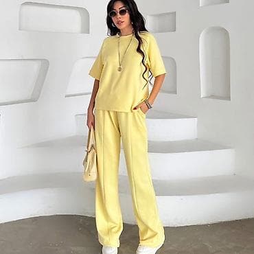 majci: Dvoslojni ženski komplet – široke pantalone i oversized majica kratkih — 7