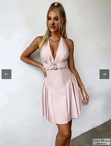 bez ugg: Kratka haljina sa dubokim V izrezom i vezivanjem oko vrata (halter — 3