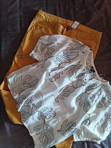 jeans marka: Ženski set: lagana bluza + pantalone - Bluza: bela, širokog kroja, od — 4