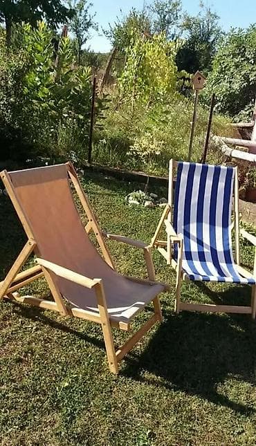 forma ideale komode za hodnik: Drvene ležaljke na sklapanje sa platnenim sedalnim delom - — 1