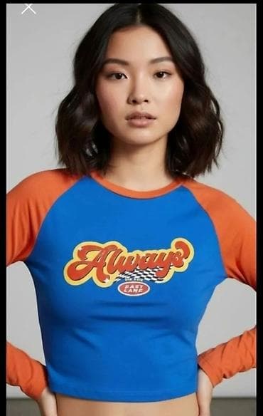 koferi sa sminkom cene: Ženska crop majica sa raglan rukavima – „Always?“ - Model: kratka — 1