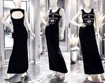 pantalone za devojke: Crna dugačka haljina bez rukava sa printom “WEST VALLEY – ROAD TRIP — 2