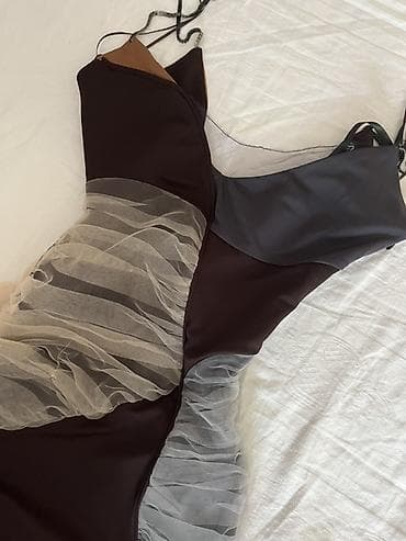 camel boja: ZARA haljina na tanke naramenice, asimetričnog kroja - Brend: ZARA - — 2