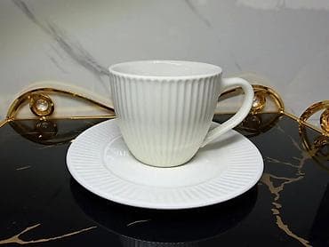 Home Decor: Porcelanske šolje sa tacnom – set pojedinačnih šolja u više reljefnih — 4