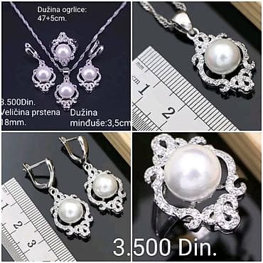 cartier prsten cena: Posrebreni set nakita 925 – biseri i cirkoni - Komplet: ogrlica sa — 2