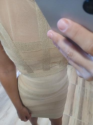 geneva satovi zenski: Zlatna bandage haljina, svečana haljina,midi s velicina Na — 7