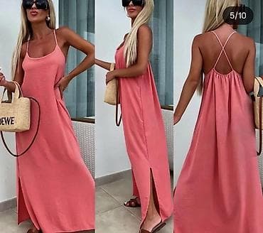 sorts mango: Lepršava duga letnja haljina sa tankim bretelama sa slicem. Leđa — 7