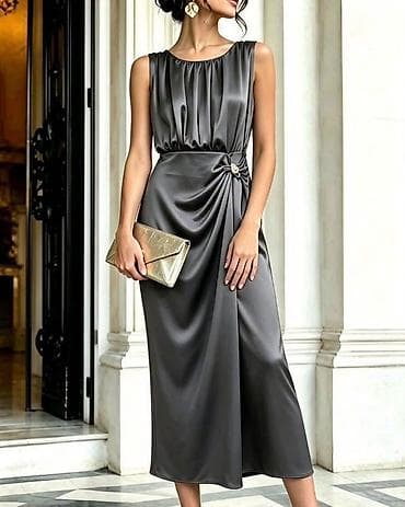 afrika baletanke: Elegantna midi haljina od satenskog materijala Nova kolekcija ✨️ — 9