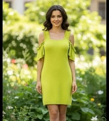 zelene salonke: Ženska letnja haljina u limeta zelenoj boji. - Kroj: ravna silueta do — 1