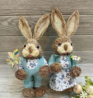 Daske za peglanje: Dekorativni zeka figure – par - Materijal: prirodna vlakna/rašćka — 5