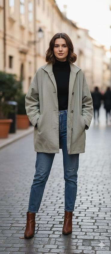 Ženska prehodna jakna – oversized kroj - Model: ravna, lagano