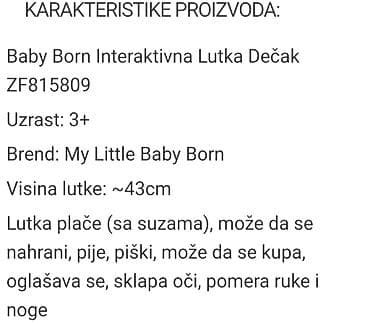 kacketi za decake: Zapf BABY BORN interaktivna lutka beba dečak. Lutka je bukvalno kao — 8