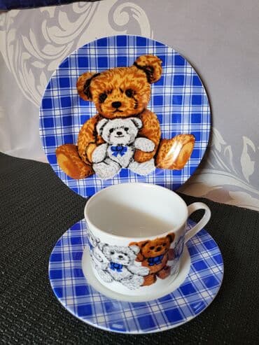 porcelanske solje za caj: Porcelanski nov,vintaz nemacki set za decu. Porcelanski trodelni — 1