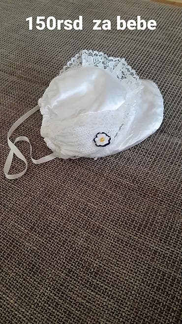Bela kapa/bonet za bebe - Materijal: sjajna satenska tkanina sa na lalafo.rs Bela kapa/bonet za bebe - Materijal: sjajna satenska tkanina sa