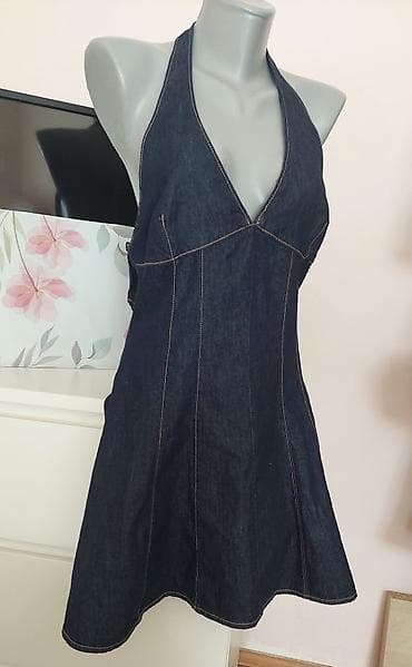 bts haljine: Haljina od teksasa sa halter izrezom - Materijal: tamni denim — 4