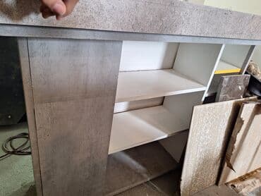 kuhinjski elementi jeftine kuhinje forma ideale: Betonski šank/kuhinjsko ostrvo sa policama - Materijal: masivna — 5