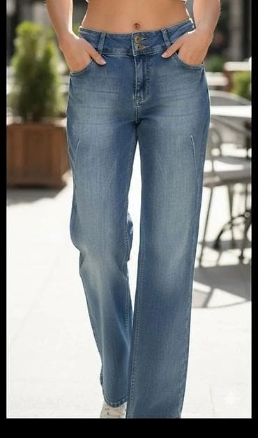 Ženske farmerke – široke nogavice - Kroj: wide leg/straight, blago