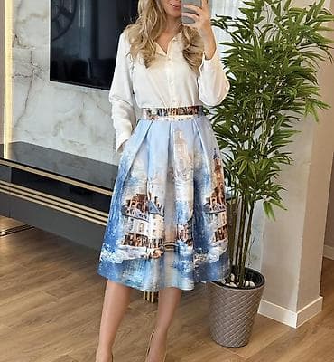 sandale bele: 💫Midi suknja sa umetničkim printom✅2350 din ✅ — 1