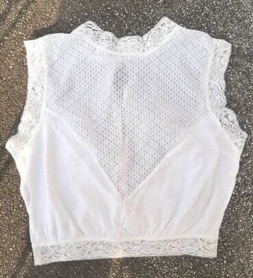 zara top na jedno rame: M (EU 38), Cotton, Embroidery, Single-colored, color - White — 2