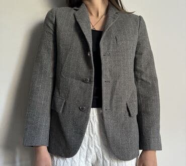 Aksesoari: Ženski elegantni sako ZARA U sivoj boji sa diskretnim prugama — 1