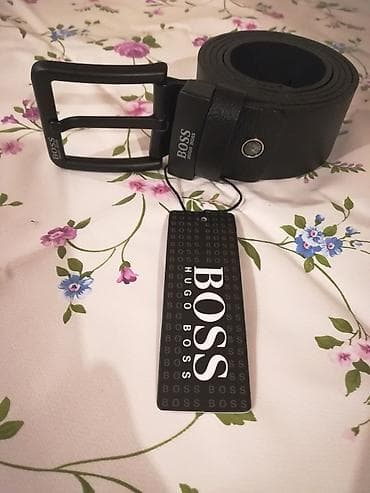 narandzasti kais: Novi muski kozni markirani kais Hugo Boss sa crnom snalom. Zemlja — 4