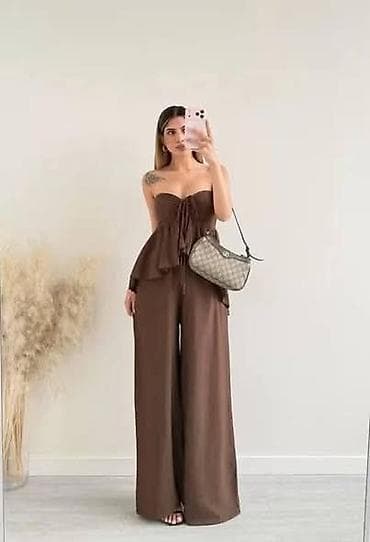 pantalone sheg: Ženski komplet – top bez bretela + široke pantalone - Dizajn — 4