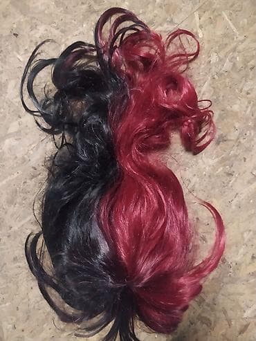 sako l: Perika dugačka,polukovrdžava,crveno - crna,ima šiške,prelepa — 5