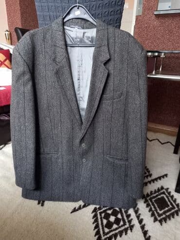 stradivarius sivi kaput: Suit jacket, 2XL (EU 56), color - Grey, Wool — 1