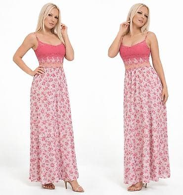 pull and bear haljine: Ženska maxi haljina – romantični cvetni print - Dužina: maxi (do — 3