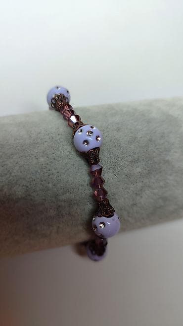 svetlece pidzame beograd: Ručno rađena narukvica sa perlama i kristalima - Dizajn: kombinacija — 4