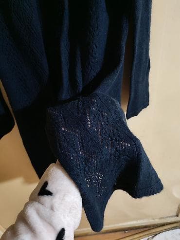 kosulja ispod haljine: Dugački ženski kardigan bez kopčanja, tamnoplave boje. - Pletena — 2