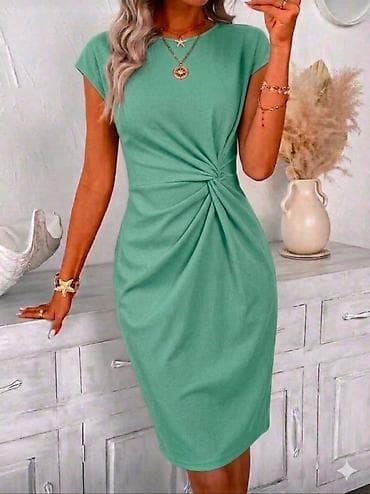 haljine orsay: Ženska elegantna midi haljina sa čvor-naborom u struku S M L XL 2XL — 4