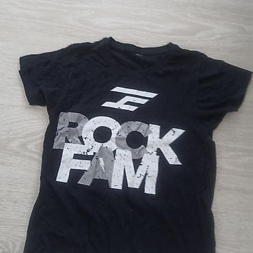 gant majice: Crna majica kratkih rukava sa velikim belim/ sivim printom „ROCK FAM“ — 1