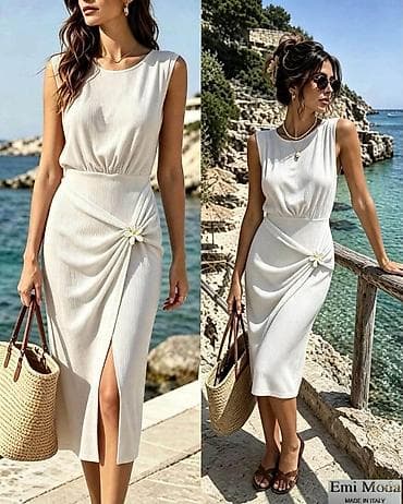 bunda s: Elegantna midi letnja haljina Emi Moda – Made in Italy - Kroj: bez — 4