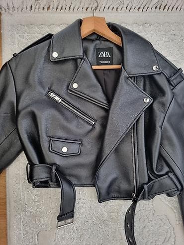 nova maskara: ZARA ženska biker jakna od eko kože, crna. Veličina M Nova - Klasičan — 1