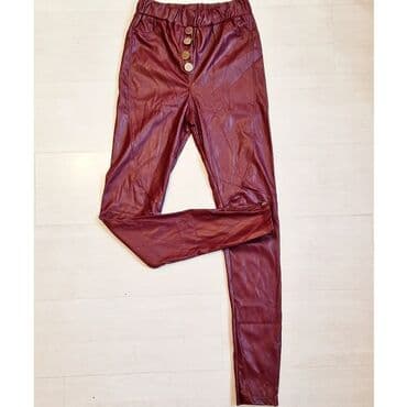 pantalone elipsa: Leather, color - Burgundy, Single-colored — 1